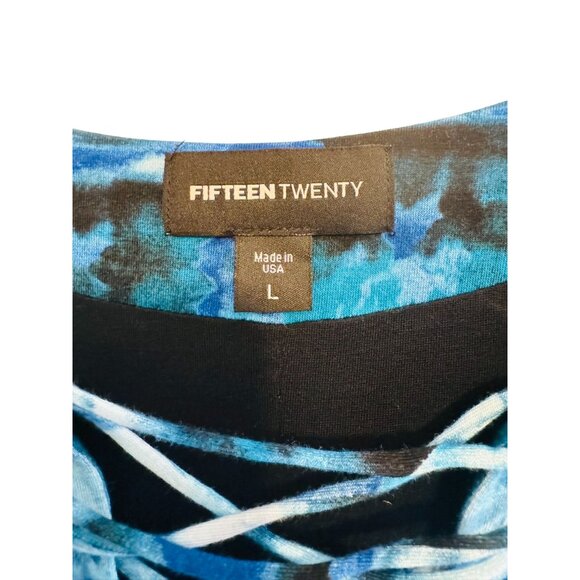 2/$30 Fifteen Twenty Large Tie-Dye Dress Bodycon Lace-Up Neckline NWT - Picture 3 of 11